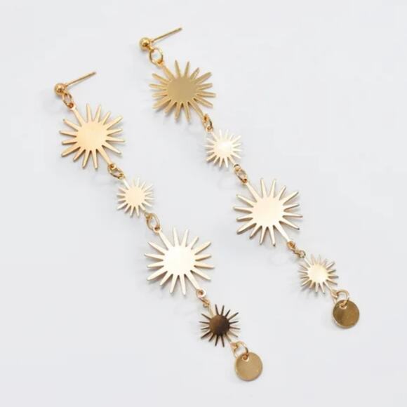 Golden Star Dangle Earrings - Picture 1 of 4